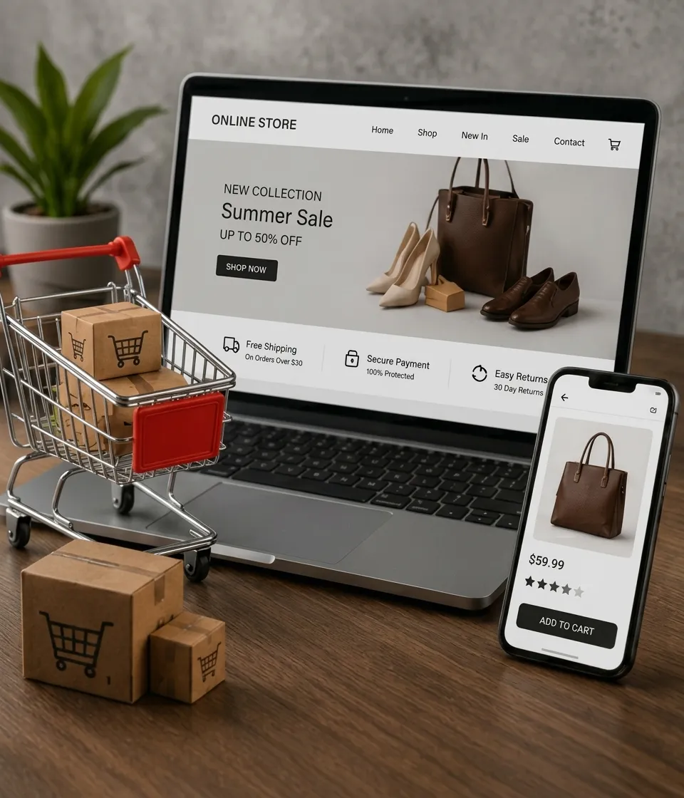 E-Commerce Online Stores Service Graphic